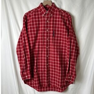 Abercrombie & Fitch The Big Shirt Red Plaid Long Sleeve Cotton Mens Size S